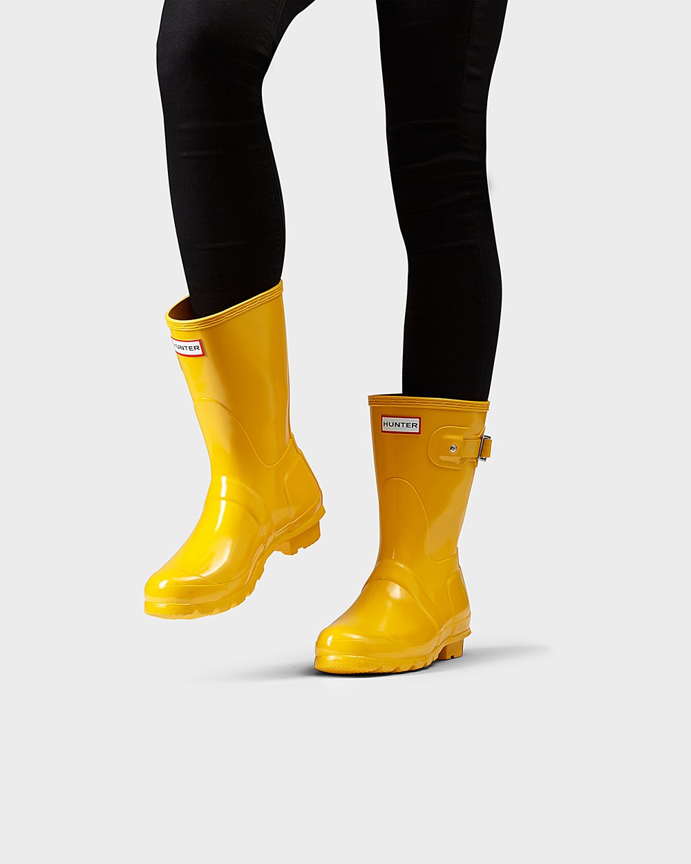 Bottes Courtes de Pluie Hunter Original Gloss Femme Jaune MZLOJKC-03